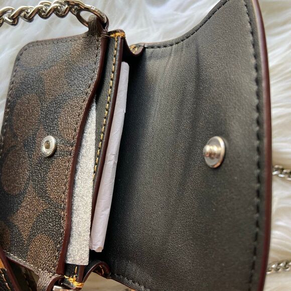 Coach Poppy Crossbody with Card Case in Leopard Print and Signature Canvas - Picture 6 of 8